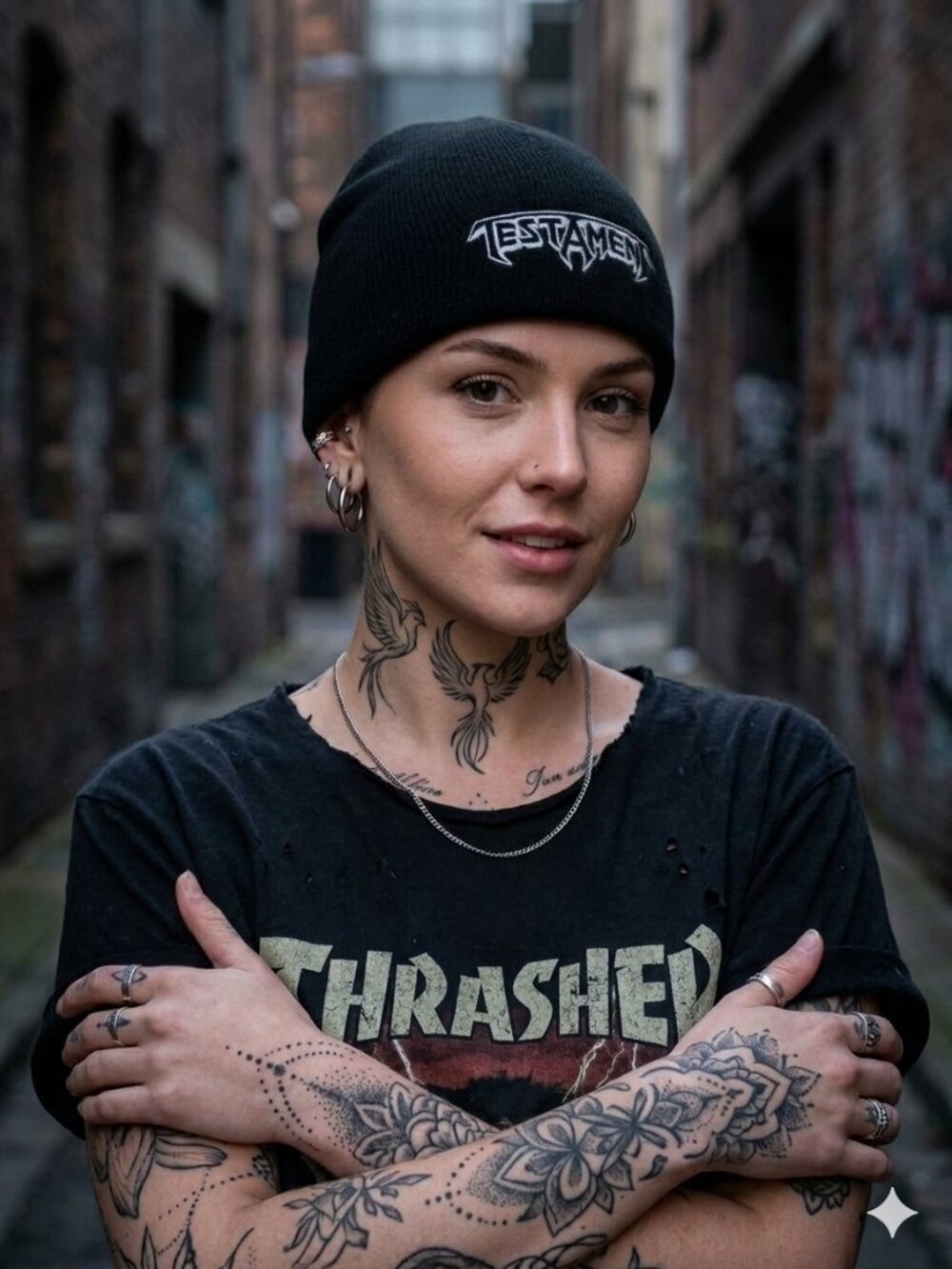 Vintage Testament Thrash Metal Embroidered Black Knit Beanie Hat